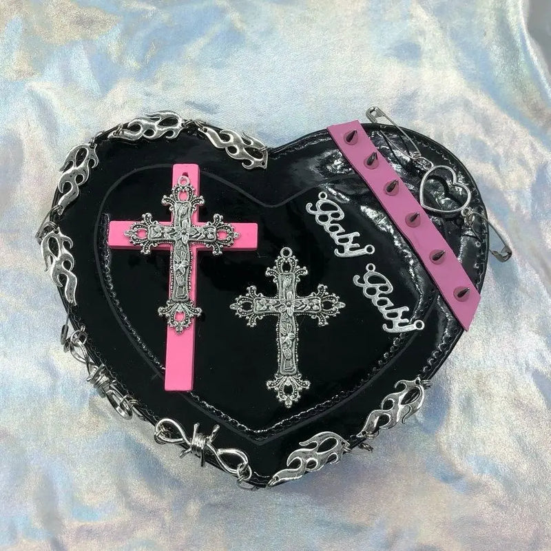 Gothic Shoulder Bag Rivet Women Messenger Bags Metal Decoration