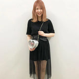 Love Heart Laser Crossbody Bag Women Mini Jelly PVC Clear Shoulder Zipper Pouch