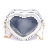 Love Heart Laser Crossbody Bag Women Mini Jelly PVC Clear Shoulder Zipper Pouch