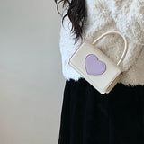 Love Heart Pattern Women's Crossbody Bag PU Leather Female Small Square Shoulder