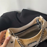 Gradient Chain Shoulder Bag Crocodile Pattern Messenger Y2k Hot Girls Underarm