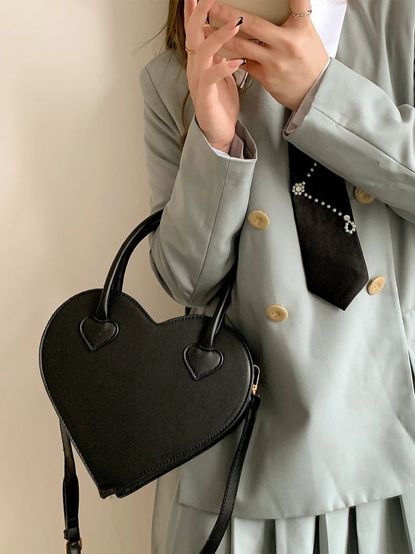 Love Heart Shape Women Tote Purse Handbags Pu Leather Ladies Shoulder Bags