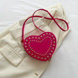 Heart Shaped Shoulder Bag for Women Vintage Rivet Crossbody Bags