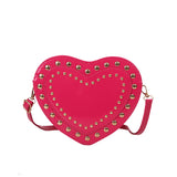 Heart Shaped Shoulder Bag for Women Vintage Rivet Crossbody Bags