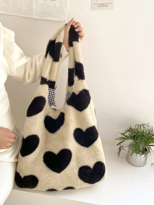 Furry Heart Plush Vest Shoulder Bag for Women