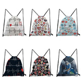 Love Nurse Printed Backpack Drawstring Bags Preppy Style