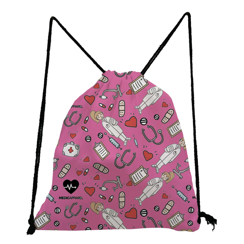Love Nurse Printed Backpack Drawstring Bags Preppy Style