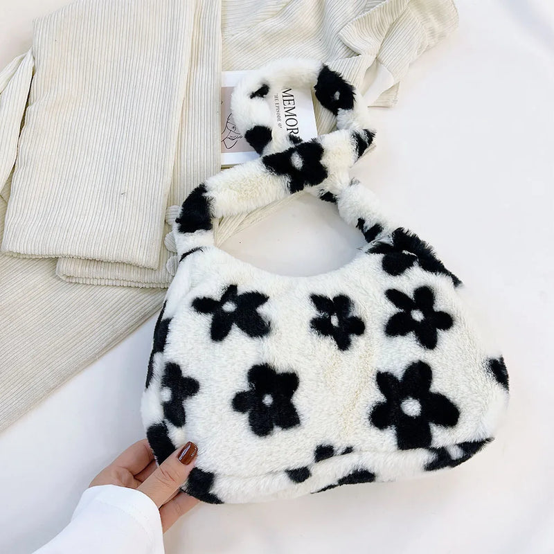 Soft Fur Winter Shoulder Bag Zipper Armpit Bag for Women