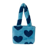 Love Pattern Plush Shoulder Bag Y2k Girls Underarm Bags