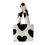 Love Pattern Plush Shoulder Bag Y2k Girls Underarm Bags