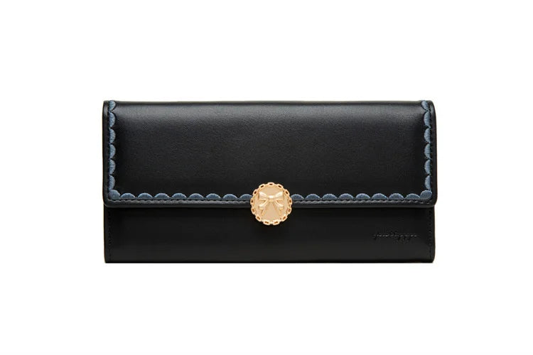 Love Step Long Women's Wallet Bowknot Buckle Embroidery Handbag