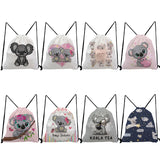 Cartoon Koala Print Drawstring Backpack for Students