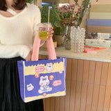 Animal Pattern Women's Canvas Shoulder Bags - Plush Handle Tote Handbags