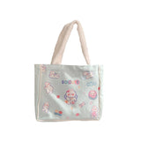 Animal Pattern Women's Canvas Shoulder Bags - Plush Handle Tote Handbags