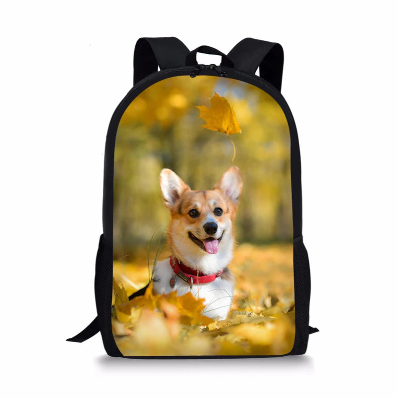 Cute Welsh Corgi Pembroke Print Orthopedic Kids Backpack