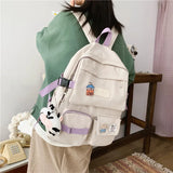 Waterproof Nylon Women Backpack Young Girl Student Schoolbag