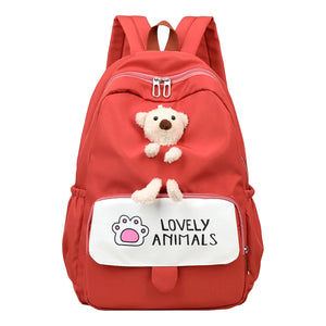 3D Cartoon Bear School Bag College Backpack for Girls, Women Plush Travel