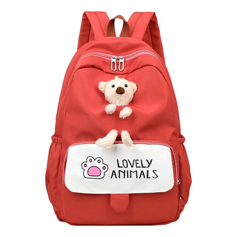 3D Cartoon Bear School Bag College Backpack for Girls, Women Plush Travel