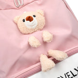 3D Cartoon Bear School Bag College Backpack for Girls, Women Plush Travel
