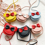 Bow Leather Coin Purse Messenger Bag for Girls Wallet Kids Crossbody Bag