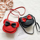 Bow Leather Coin Purse Messenger Bag for Girls Wallet Kids Crossbody Bag