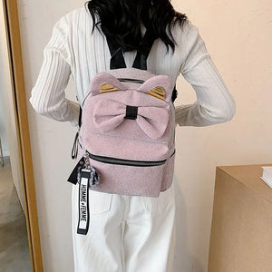 Velvet Harajuku Backpack Women Teenage Girl School Bag