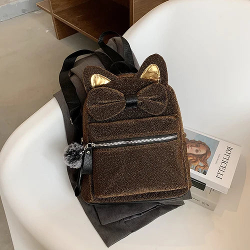 Velvet Harajuku Backpack Women Teenage Girl School Bag