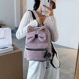 Velvet Harajuku Backpack Women Teenage Girl School Bag