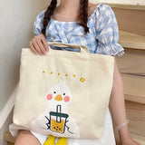 Embroidered Shoulder Canvas Bag Girls College Students Large Capacity