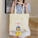 Embroidered Shoulder Canvas Bag Girls College Students Large Capacity
