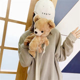 Cute Winter Faux Fur Messenger Handbag Teddy Bear Head Women Shoulder Bag