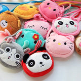Kids Cartoon Plush Messenger Bag Animal Panda Cat Rabbit Fluffy Coin Purse