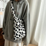 Cow Plush Messenger Bag Soft Shoulder Shopping Tote