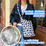 Cow Plush Messenger Bag Soft Shoulder Shopping Tote