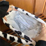 Cow Plush Messenger Bag Soft Shoulder Shopping Tote