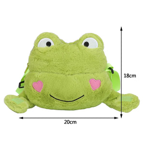 Plush Frog Crossbody Bag Soft Small Zipper Travel Purse Girls School Shopper
