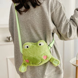 Plush Frog Crossbody Bag Soft Small Zipper Travel Purse Girls School Shopper