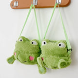 Plush Frog Crossbody Bag Soft Small Zipper Travel Purse Girls School Shopper
