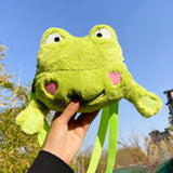 Plush Frog Crossbody Bag Soft Small Zipper Travel Purse Girls School Shopper