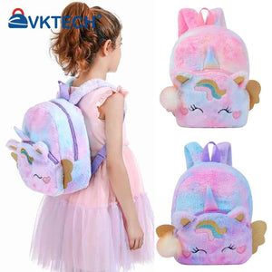 Soft Girl Plush Backpack for Kids Schoolbag