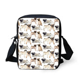 Dog Print Messenger Bag for Students Ladies Cross-body Satchel Handbag