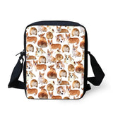 Dog Print Messenger Bag for Students Ladies Cross-body Satchel Handbag