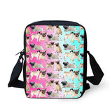 Dog Print Messenger Bag for Students Ladies Cross-body Satchel Handbag
