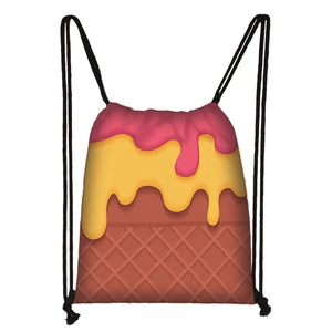 Donut Rainbow Drawstring Bag Candy Backpack Kids Kindergarten School
