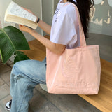 Embroidery Casual Tote Bags for Girls Large Capacity Canvas Shopper Bags