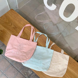 Embroidery Casual Tote Bags for Girls Large Capacity Canvas Shopper Bags
