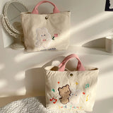 Embroidery Rabbit Women's Shoulder Bag Retro Corduroy Handbag