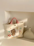 Embroidery Rabbit Women's Shoulder Bag Retro Corduroy Handbag