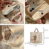 Embroidery Rabbit Women's Shoulder Bag Retro Corduroy Handbag