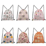 Floral Printing Drawstring Bags Eco Daily Soft Backs Girls Storage Bag